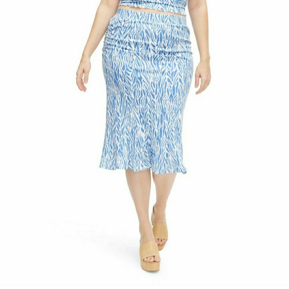 Diane von Furstenberg A-line Skirt Sea Twig Blue Plus Size Set NWT - Picture 6 of 9